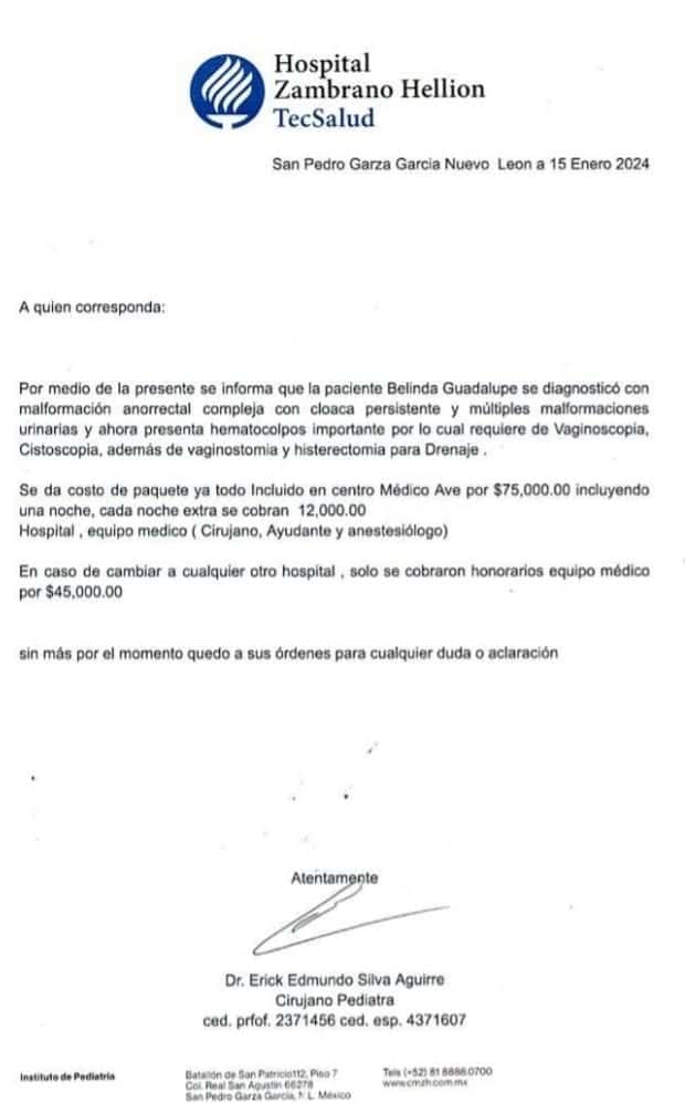 Urge a Belinda seguro de gastos médicos