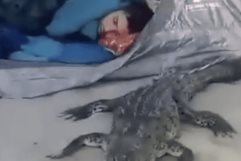 Viral: Joven Duerme Junto a Cocodrilo en Peligrosa Escena en Playa de Jalisco