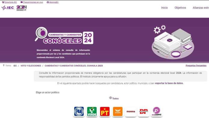 ¡PARA QUE TE METAS! IEC habilita portal para conocer a candidatos y propuestas en Coahuila