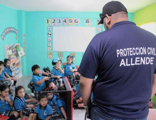 Realizan simulacro de desastres naturales en jardín de niños de Allende