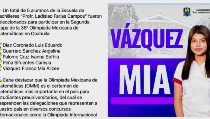 Destacan monclovenses en la Olimpiada Mexicana de Matemáticas