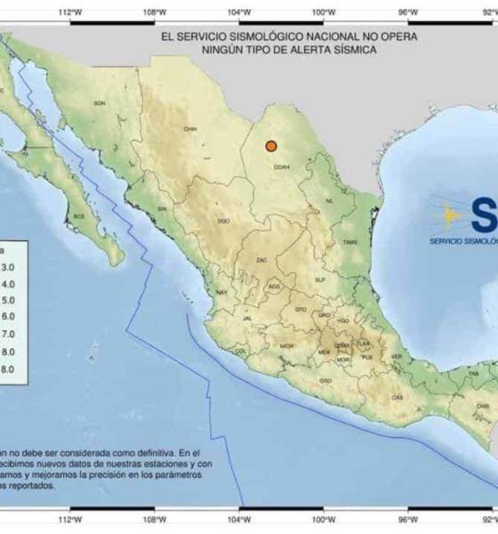 Reporta SSN sismo de 4.1 en Serranía de Múzquiz