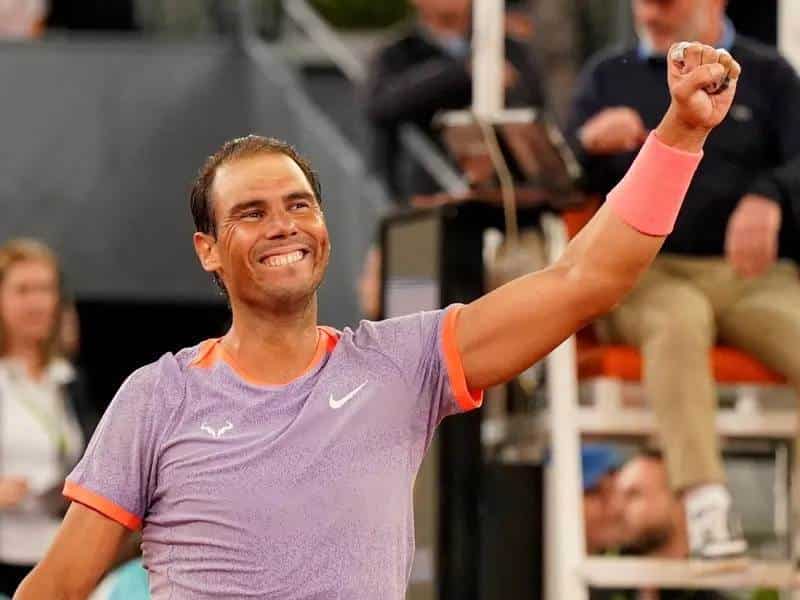 Rafael Nadal posterior a su partido en Masters 1000 de Madrid tras la victoria frente a Alex de Miñaur.