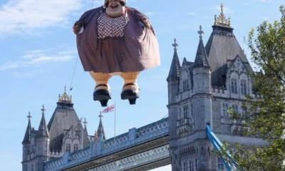 Inflable gigante de la tía Marge en el cielo de Londres para celebrar Harry Potter