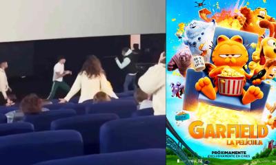 VIDEO: Se desata PELEA entre dos adultos en plena película de Garfield