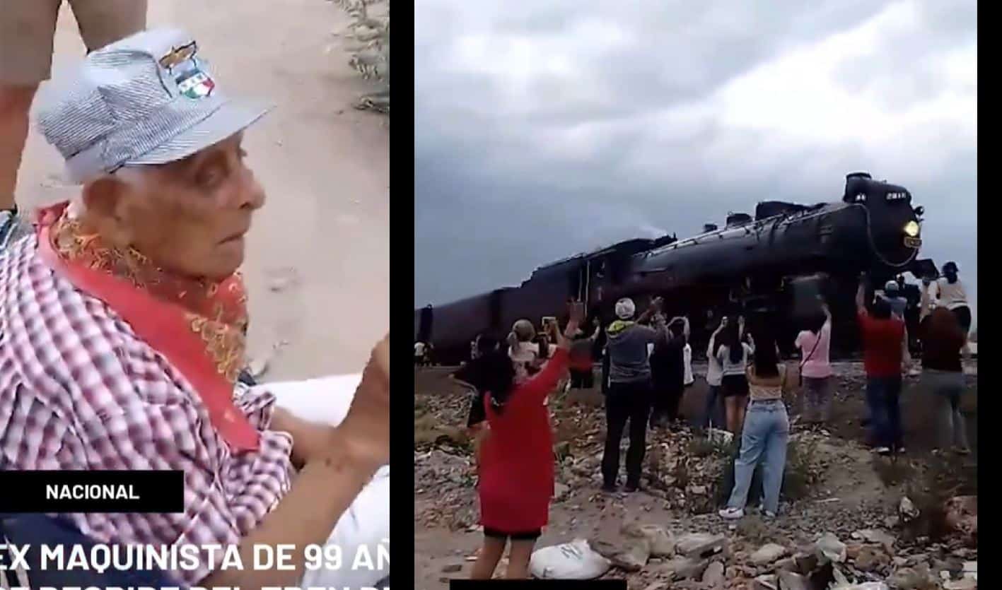 Ex-maquinista de 99 años se despide de La Emperatriz en SLP