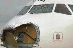 Avión es destrozado en Europa tras ser golpeado por tormenta