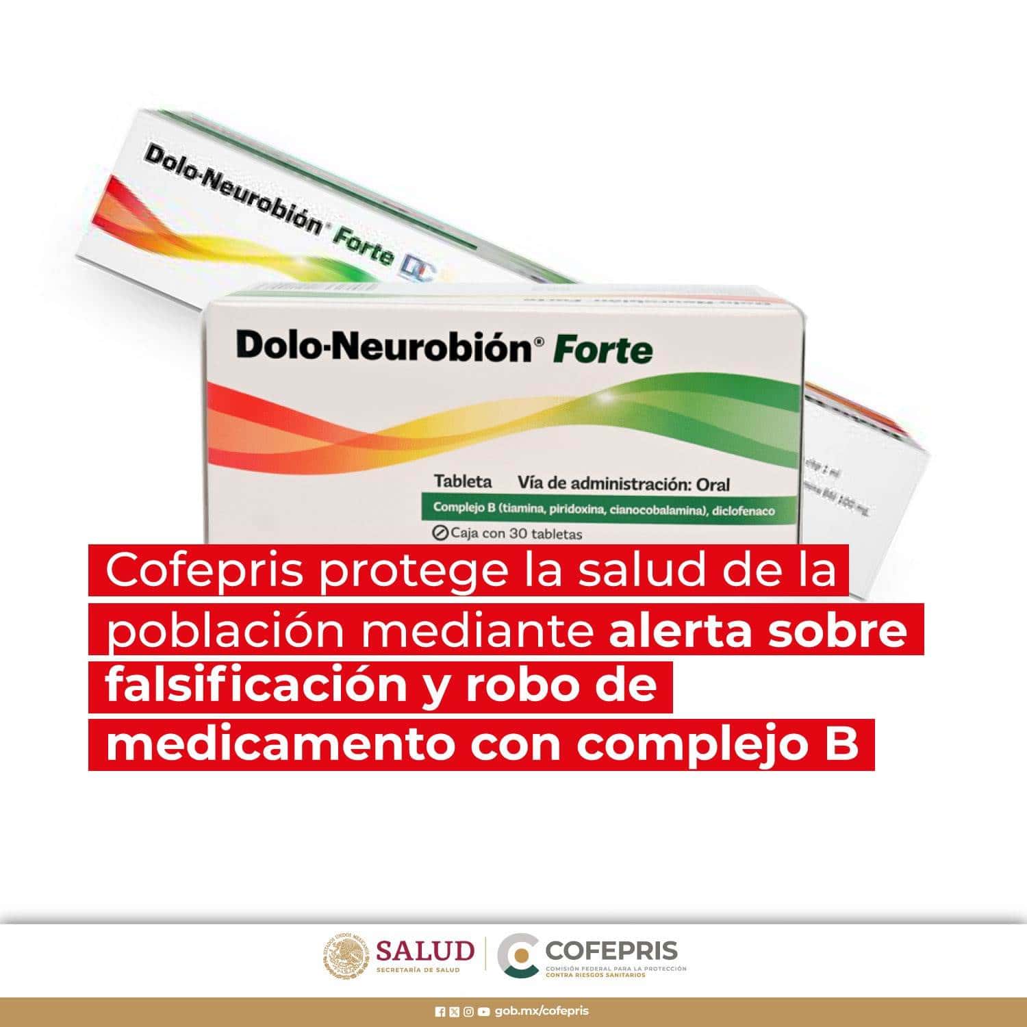 Alerta Cofepris por robo y falsificación de Dolo-Neurobión Forte
