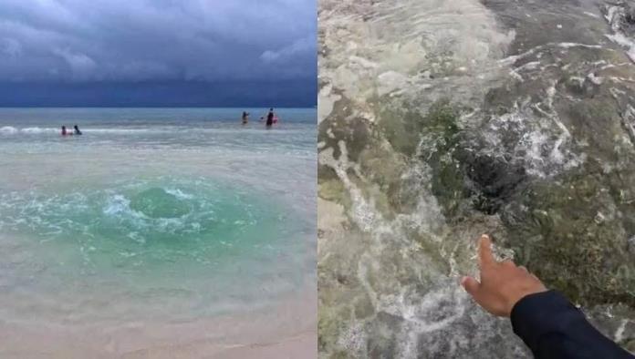 Se forma un ojo de agua en mar de Playa del Carmen