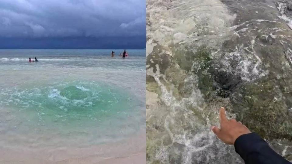 Se forma un ojo de agua en mar de Playa del Carmen