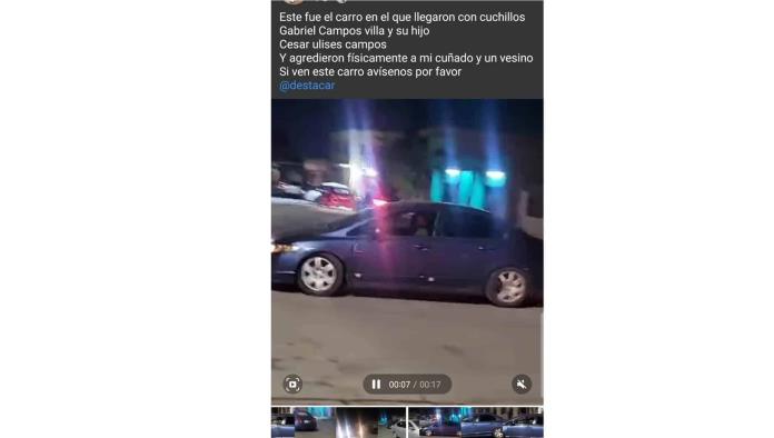 Huyeron en un auto azul