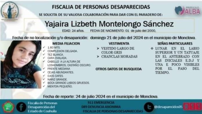 Siguen en busca de Yajaira Lizbeth