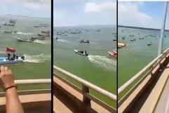 Venezolanos cruzan el Lago de Maracaibo en lanchas para entrar al país