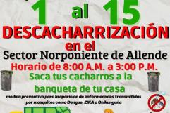 Refuerzan campaña de descacharrización en sector norponiente de Allende