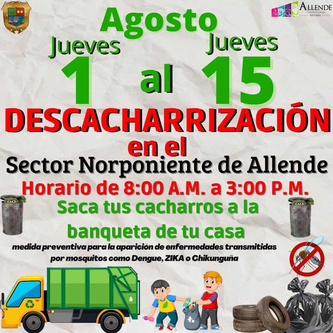 Refuerzan campaña de descacharrización en sector norponiente de Allende