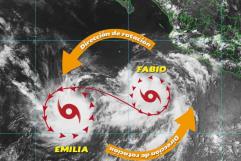 Pronostican el Efecto Fujiwhara; Se uniran los ciclones Emilia y Fabio