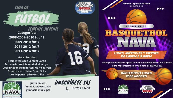 Nava Ofrece Ligas de Fútbol y Escuelita de Básquetbol para Jóvenes