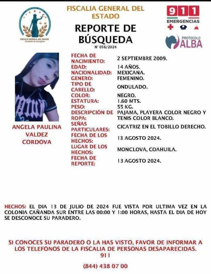 Otra joven desaparecida en Monclova