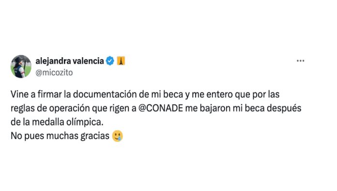 Conade rebaja la beca de la medallista Alejandra Valencia