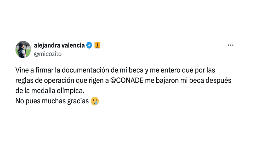 Conade rebaja la beca de la medallista Alejandra Valencia