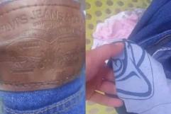 Mujer descubre pantalones de "marca" con tela del IMSS