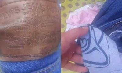 Mujer descubre pantalones de "marca" con tela del IMSS