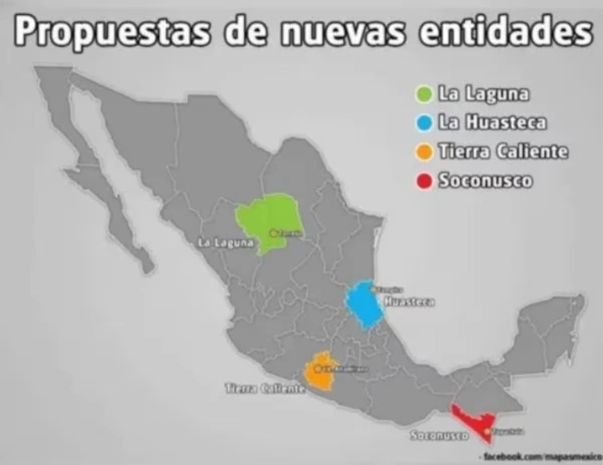 Así se llamarían los CUATRO nuevos estados propuestos en México