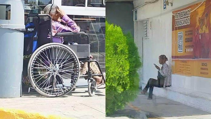 Denuncian maltrato a abuelita; Hija la deja en la calle en el sol