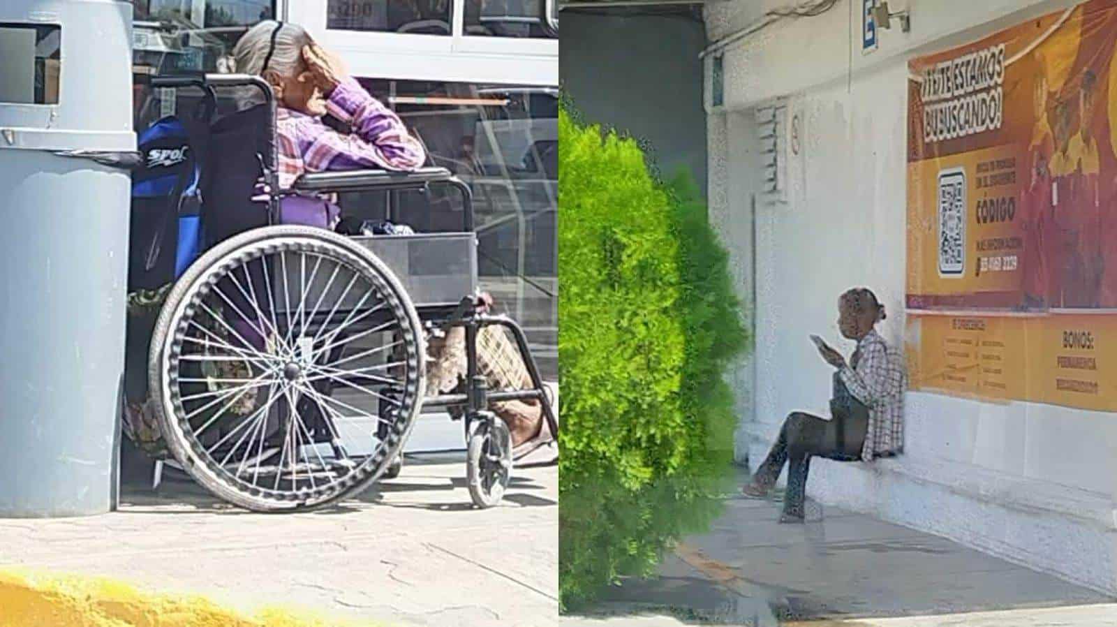 Denuncian maltrato a abuelita; Hija la deja en la calle en el sol
