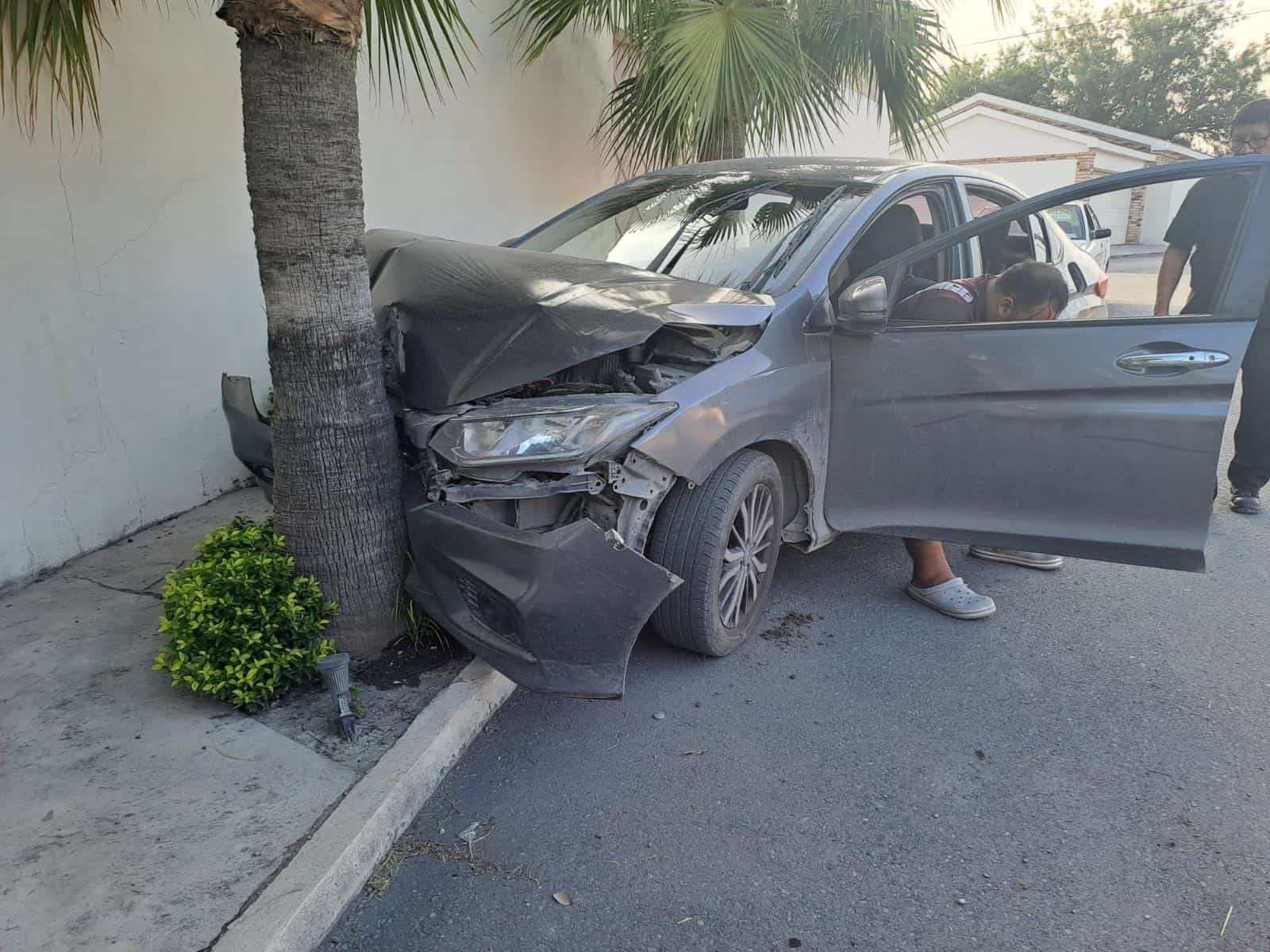 Destroza su auto choca con palma