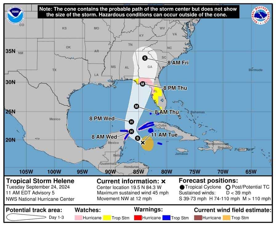 Llega la Tormenta Tropical Helene en el caribe mexicano