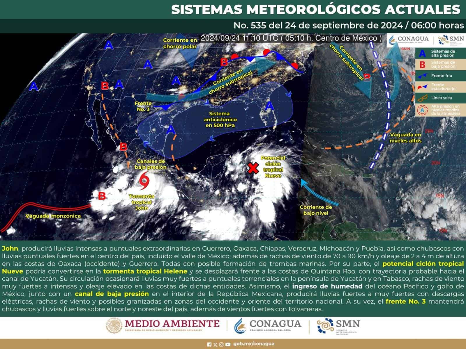 Se esperan chubascos y lluvias fuertes 