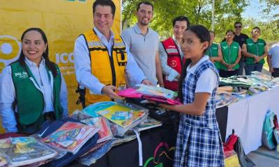 Entregan mochilas y útiles escolares en Río Escondido para Impulsar la Educación