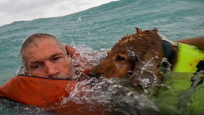 Guardia Costera rescata a hombre y su perro golpeados por huracán Helene en el mar