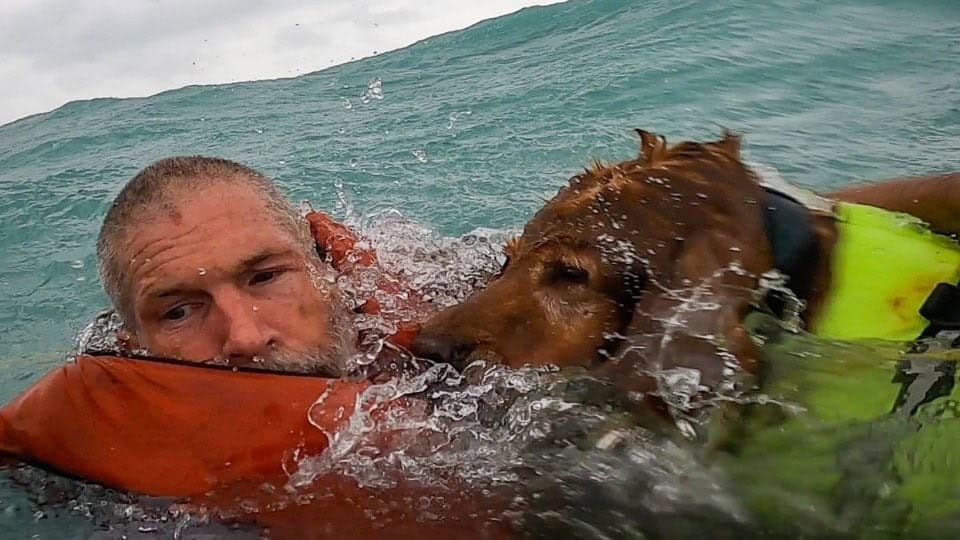 Guardia Costera rescata a hombre y su perro golpeados por huracán Helene en el mar