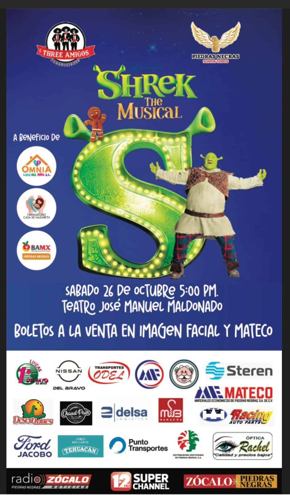 Invitan a la comunidad a disfrutar de Shrek, el Musical en beneficio de causas sociales