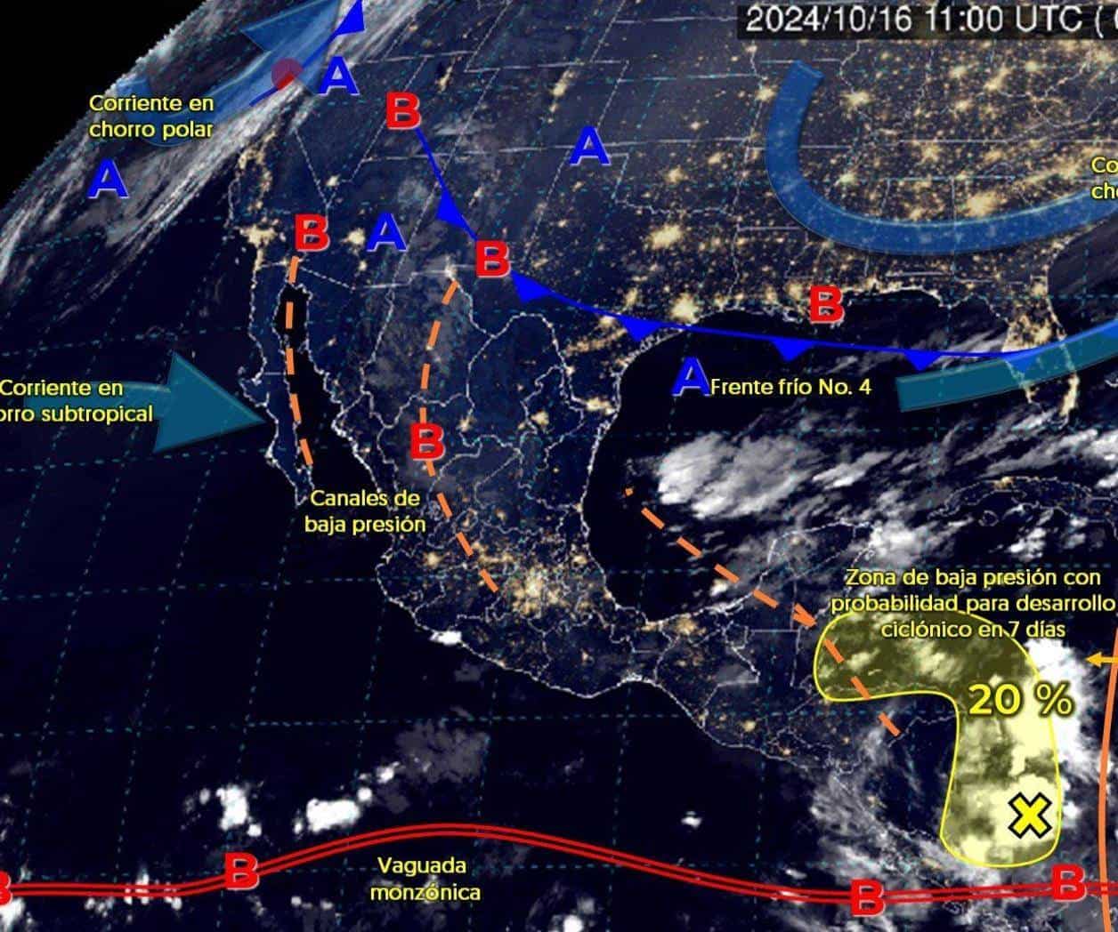 Llega el Frente Frío 4; Dejará lluvias en el noreste de México