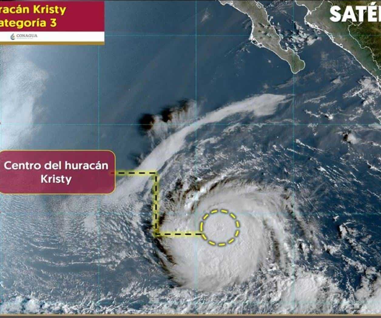 Huracán Kristy se fortalece a un categoría 3
