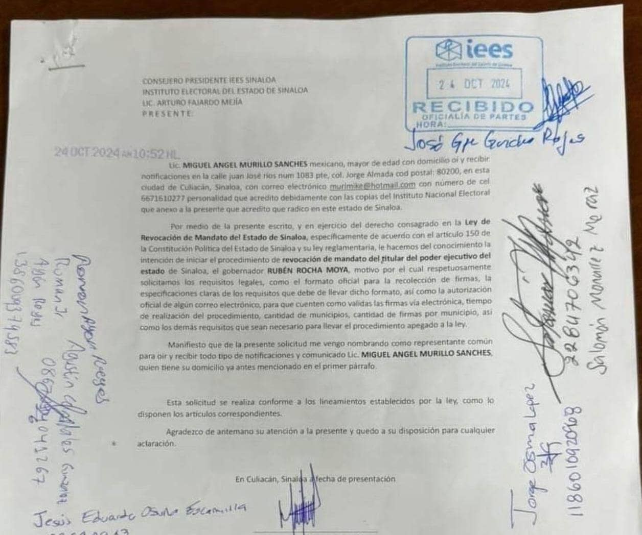 Rocha Moya se burla de la revocación de mandato en su contra
