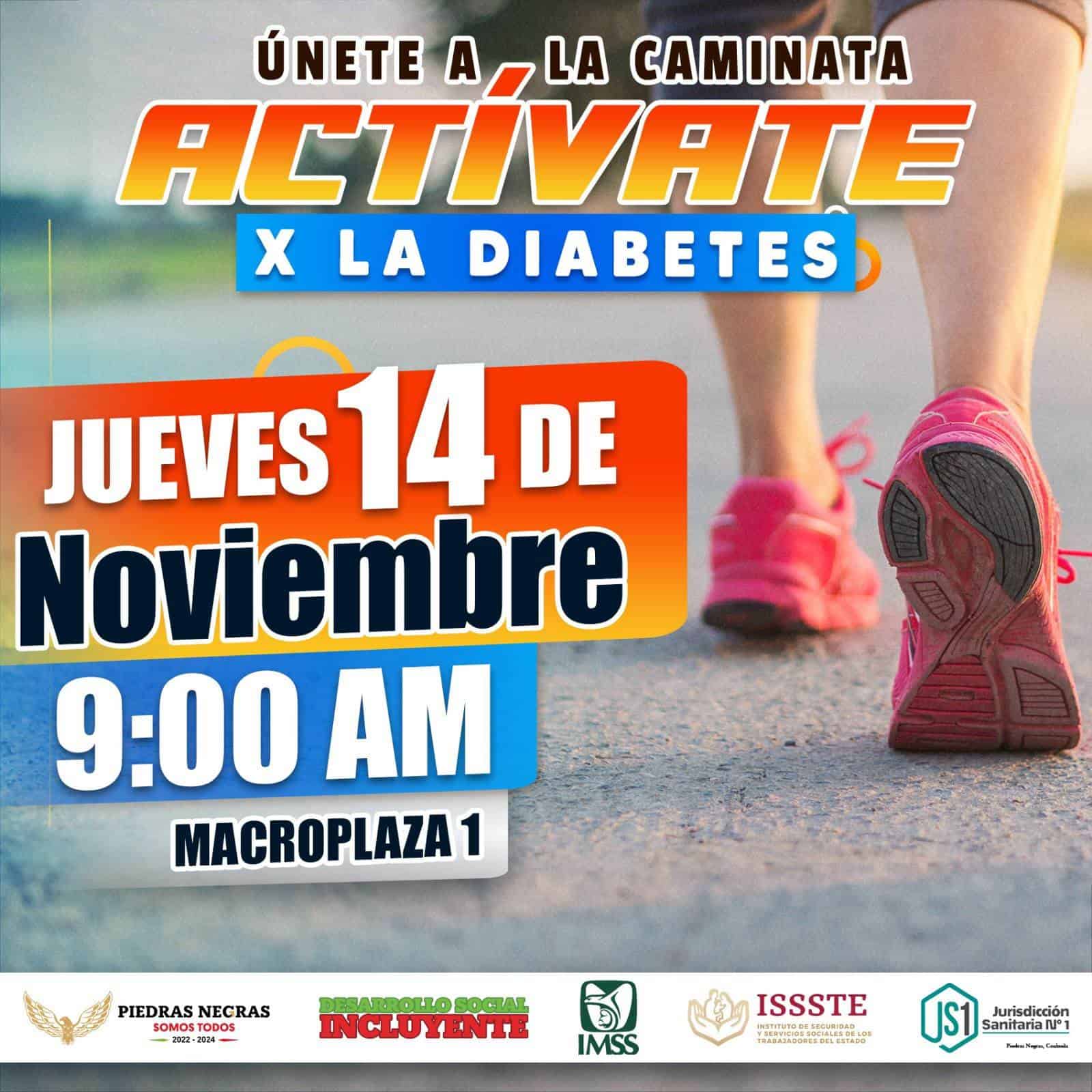 Realizan Caminata en Piedras Negras por el Día Mundial de la Diabetes