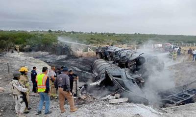 Conductor de pipa incendiada pudiera ser de Nuevo León