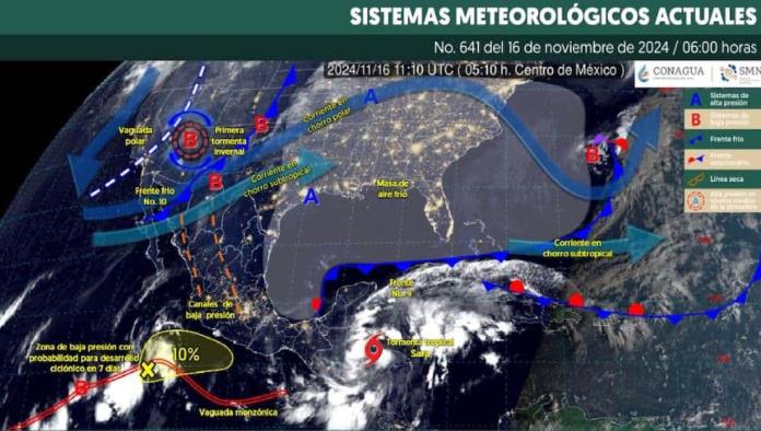 Frente frío 10 y tormenta Sara golpean México