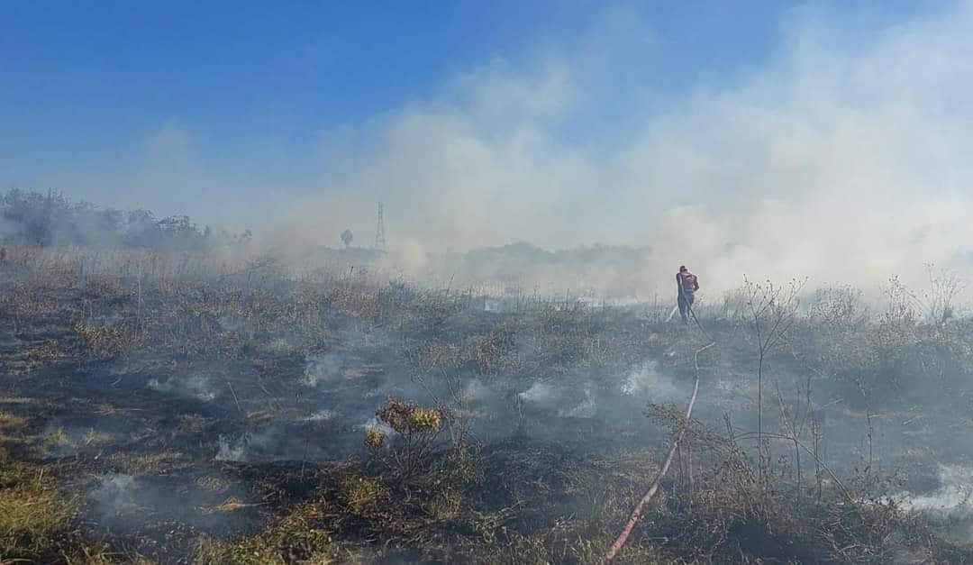 Controlan Incendio de Pastizal en la Carretera 57