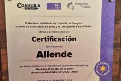 Develan placa de Municipio Promotor de la Salud en Allende