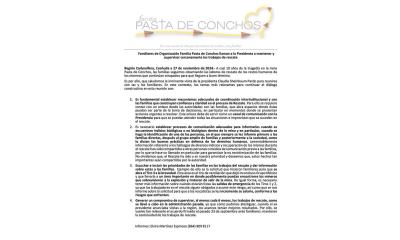 Organización Familia Pasta de Conchos emite comunicado a Claudia Sheinbaum