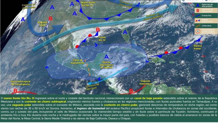 Alertan sobre frente frío No. 13