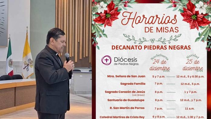 Misas Especiales para la Noche Buena y Navidad en la Diócesis de Piedras Negras