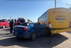 Lesionado En Choque De Vehículo Contra Autobús De Pasajeros 