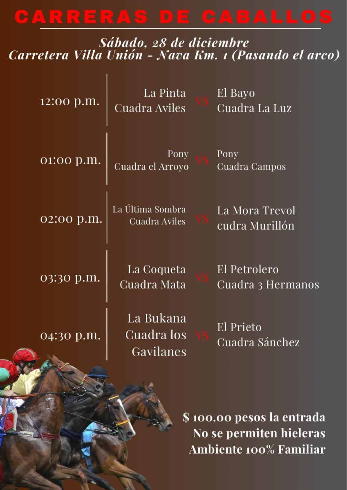 HORARIOS para el Gran Evento Familiar en Villa Unión para Recaudar Fondos