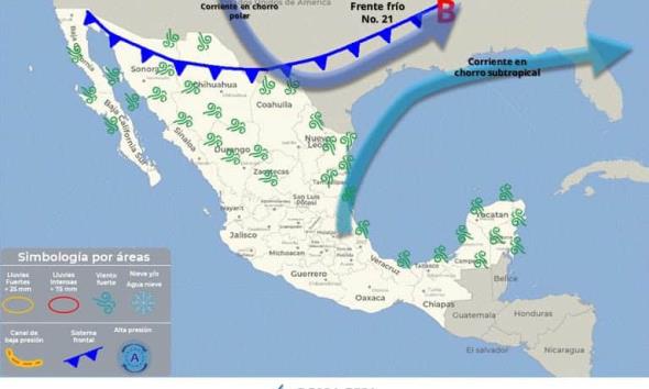 Frente frío 21 originará marcado descenso de temperatura